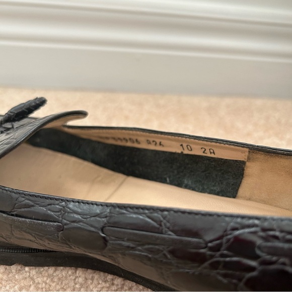 SALVATORE FERRAGAMO Crocodile Leather Loafers Size 10 Extra Narrow - Picture 11 of 15